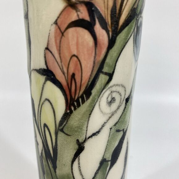 Nancy Salamon Clay Born Pottery Whimsical Art Pottery vase Hand Painted Crane - Picture 8 of 15